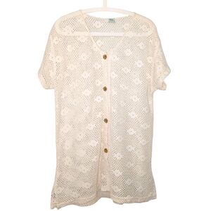 Vintage Bikini Village Cream Boho Crochet Swim Cover Up